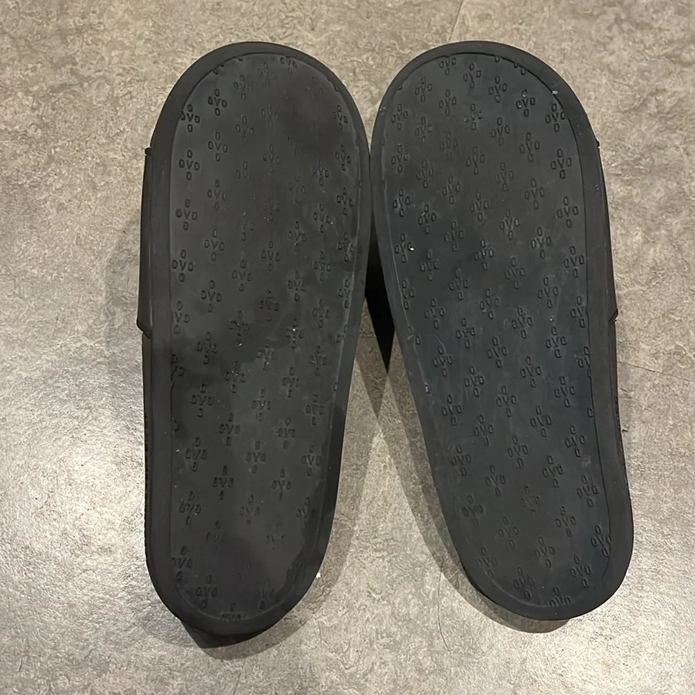 OVO October's Very Own Slides Black (White Owl) Size 9